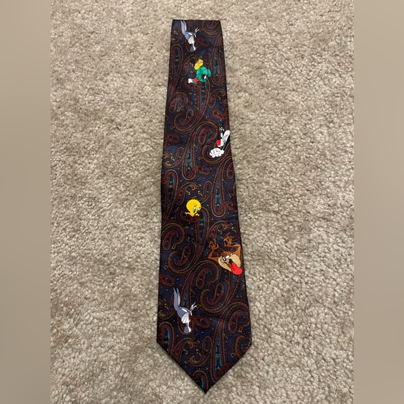 Men’s Vintage LOONEY TUNES Mania 1994 Paisley Neck Tie - Picture 1 of 5